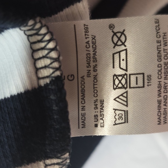 Banana Republic- Off The Shoulder Ripped Top- In Navy & White- Size L - Picture 7 of 7